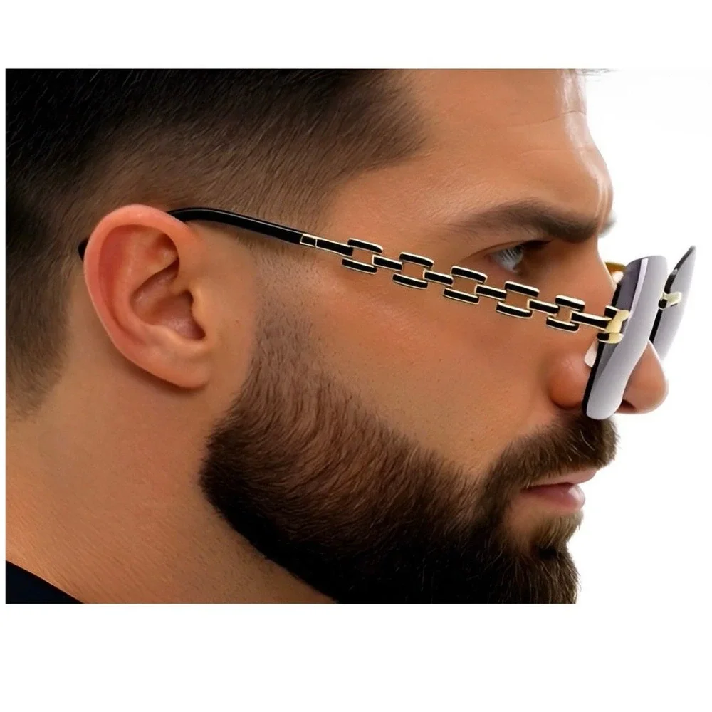 Men Sunglasses Square Metal Gold Frame UV400 Protection Outdoor Hip‎ Hop Style